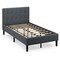 Costway Twin Size Upholstered Bed Frame Platform Bed with Button Tufted Headboard Mattress Foundation Grey